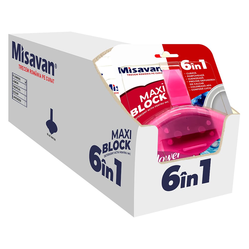 MAXI BLOCK DISPLAY.cdr Display Odorizant toaleta Misavan Maxi Block Flower 10 buc/display - imagine 1